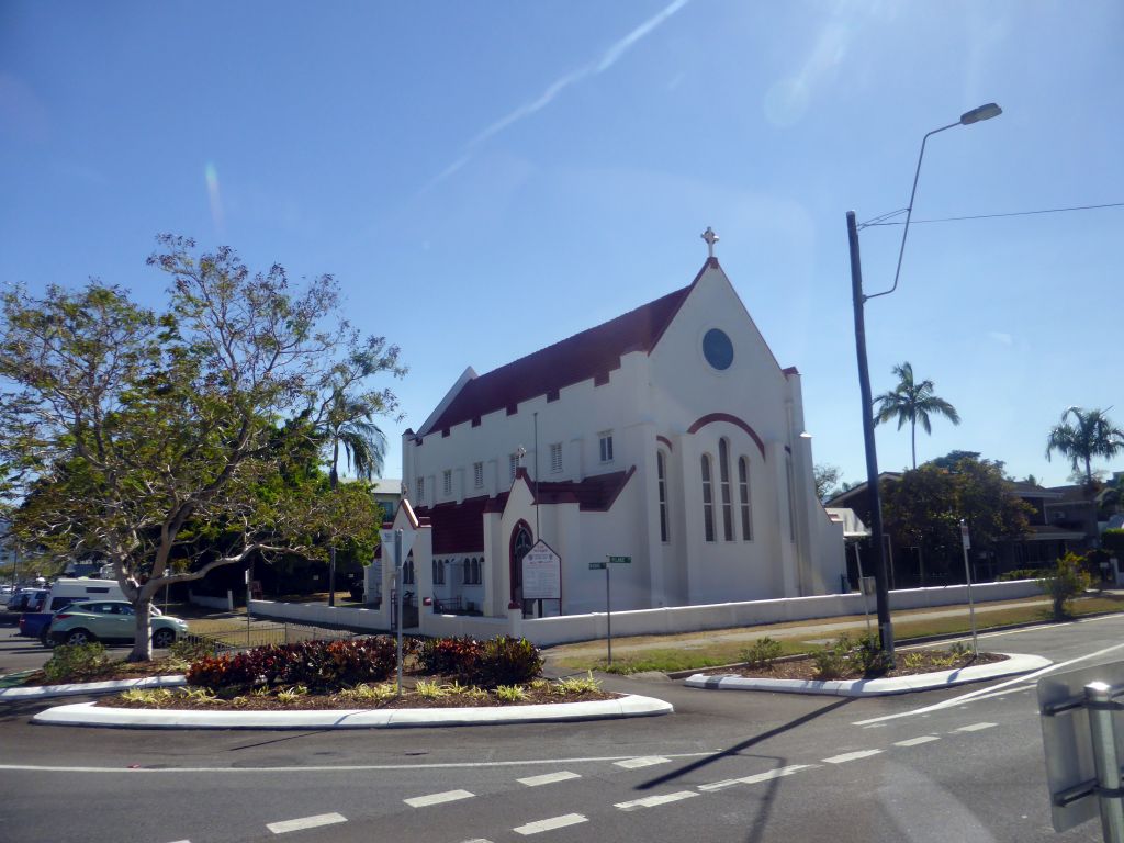 St. John Church at the crossing of Lake Street and Minnie Street, viewed from the taxi from the airport to the city center