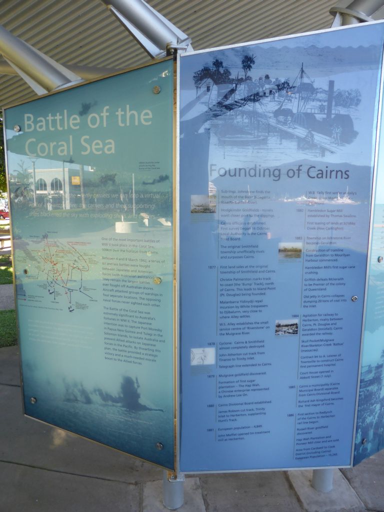 Information on the Battle of the Coral Sea and the Founding of Cairns, at the Cairns Esplanade