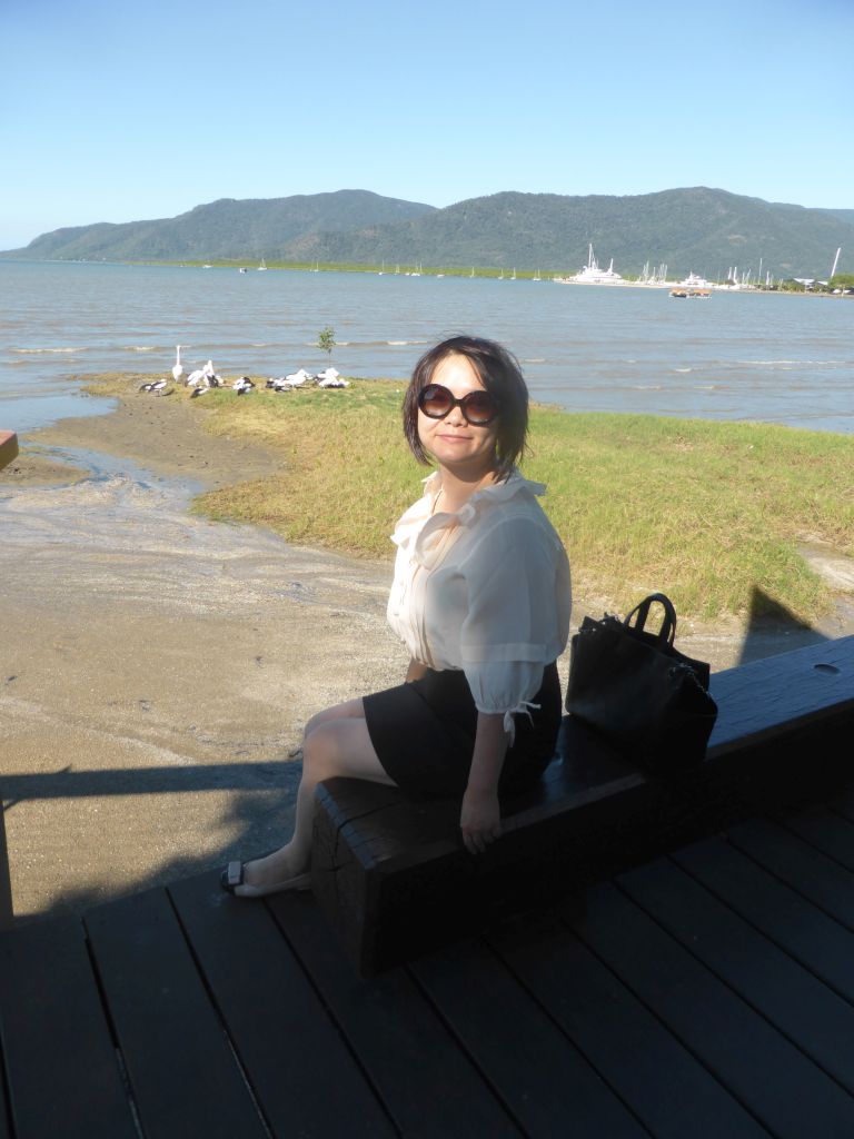 Miaomiao, Australian Pelicans at the beach and Trinity Bay, viewed from the Cairns Esplanade