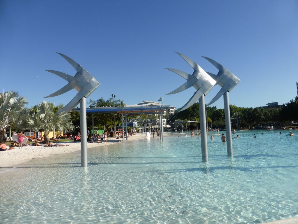 Fish statues at the Cairns Lagoon swimming pool at the Cairns Esplanade