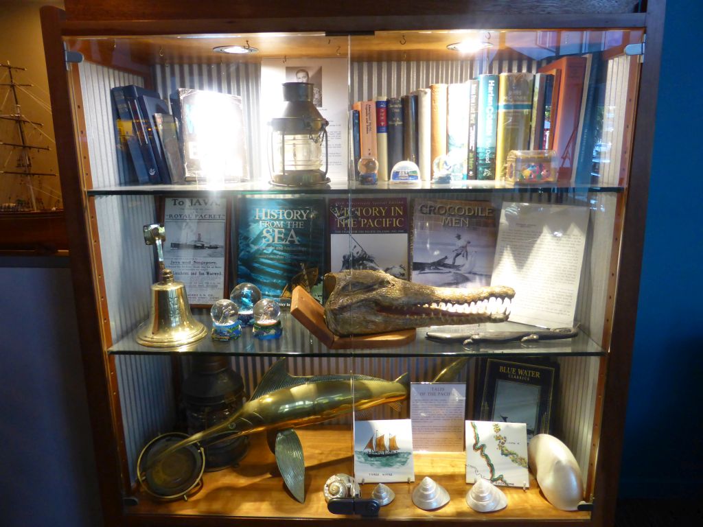 Books, shells and other items in a closet in the Bushfire Flame Grill restaurant at the Cairns Esplanade