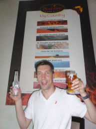 Tim with a Great Northern Brewing Company beer at the Bushfire Flame Grill restaurant at the Cairns Esplanade