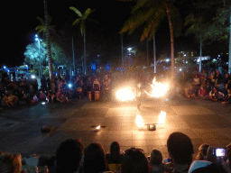 Fire artist at the Cairns Esplanade Fogarty Park, by night