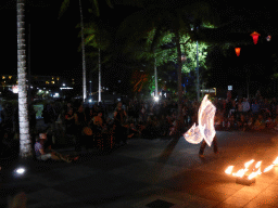 Fire artist at the Cairns Esplanade Fogarty Park, by night