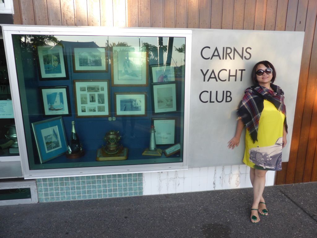 Miaomiao in front of the Cairns Yacht Club at the Marlin Marina