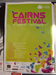 Poster of the Cairns Festival at the Cairns Esplanade