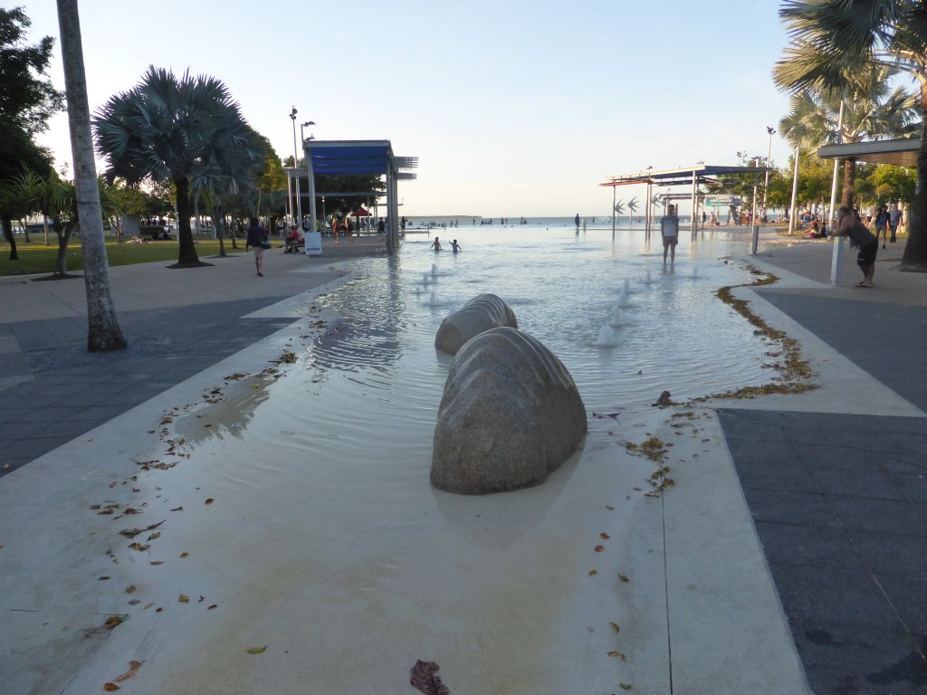 South side of the Cairns Lagoon swimming pool at the Cairns Esplanade, viewed from the Cairns Esplanade Plaza