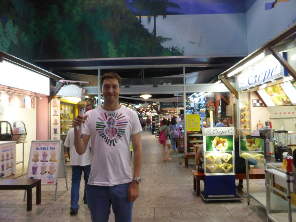 Tim with an ice cream at the Night Markets