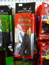 Biltong stokkies in a shop at Sheridan Street