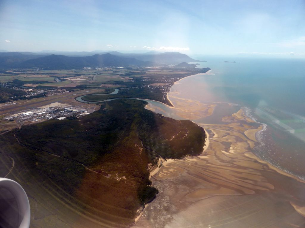 Cairns Airport, Barron River and the Kuranda State Forest, viewed from the airplane to Sydney