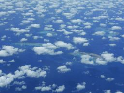 The Peart Reef, the Cayley Reef, the Feather Reef and the Nathan Reef of the Great Barrier Reef, viewed from the airplane to Sydney