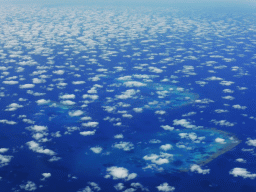 The Walker Reef, the Bramble Reef and the Trunk Reef of the Great Barrier Reef, viewed from the airplane to Sydney