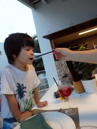 Max having a drink at the Grill Restaurant at the Prinsotel Alba Hotel Apartamentos