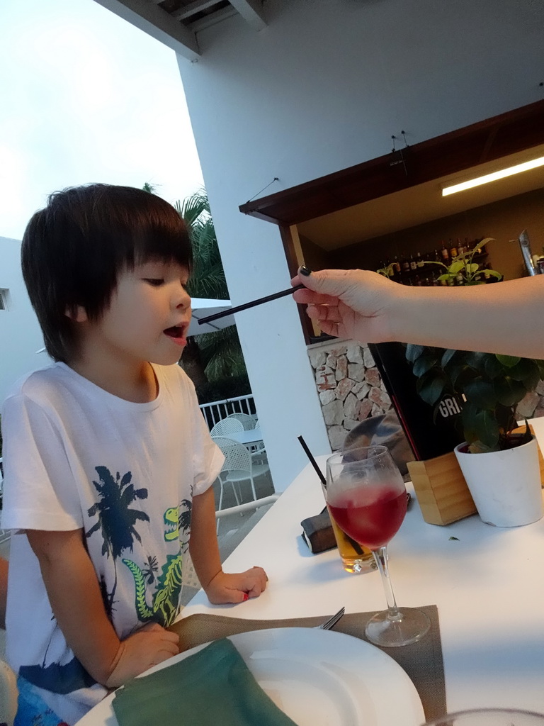 Max having a drink at the Grill Restaurant at the Prinsotel Alba Hotel Apartamentos