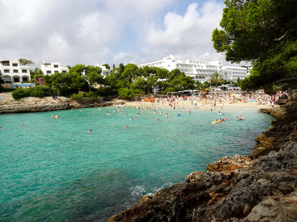 The Cala Gran beach, viewed from the rocks on the east side