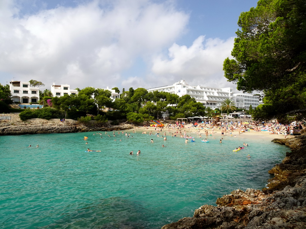 The Cala Gran beach, viewed from the rocks on the east side