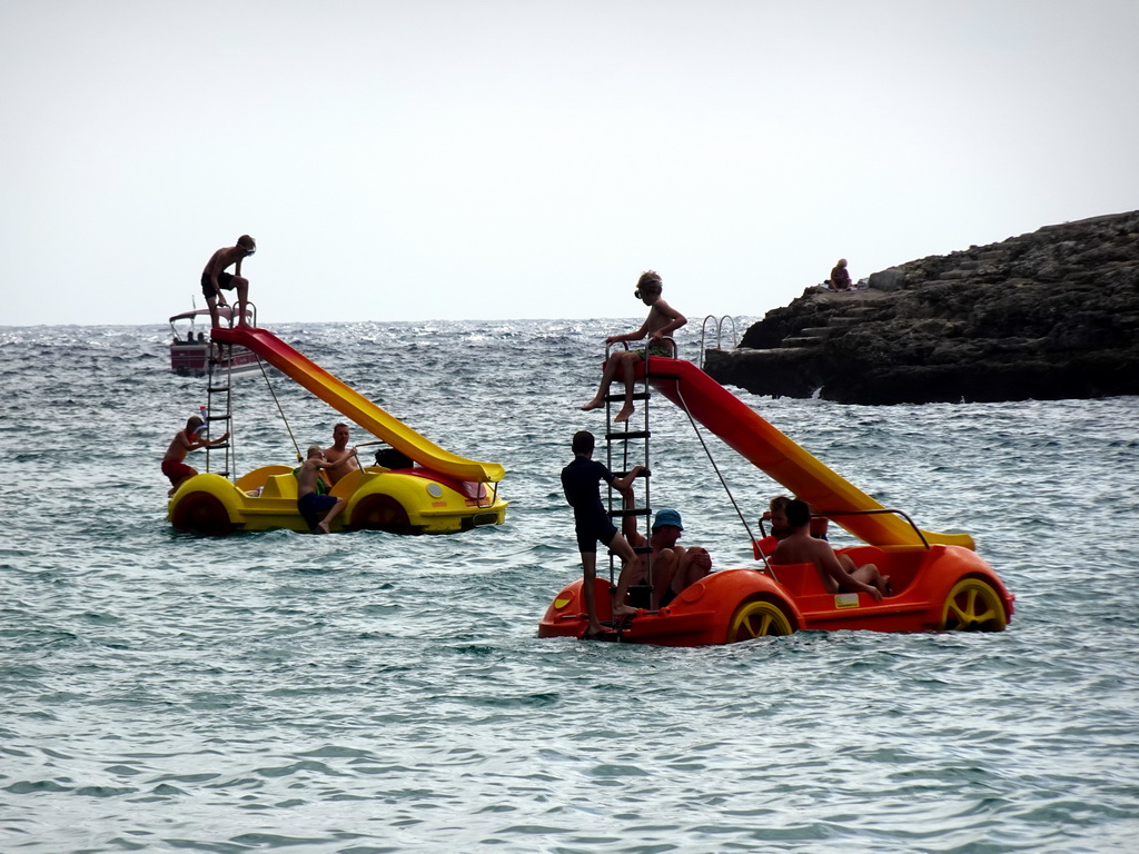 Slide boats at the Cala Gran beach