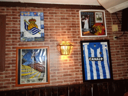 Photographs and a shirt of the Real Sociedad football team at the Toby Jug restaurant