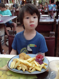 Max having dinner at the La Bodega restaurant