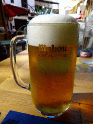 Mahou beer at the Taberna Lobito Bueno restaurant