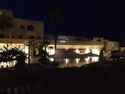 The main swimming pool at the Prinsotel Alba Hotel Apartamentos, viewed from our balcony, by night