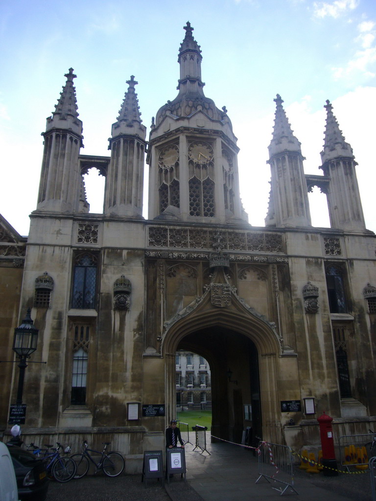 Front entrance of King`s College, at King`s Parade