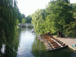 Punt boats in the Cam river and The Ave, from the Garret Hostel Lane