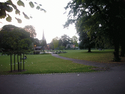 The Christ`s Pieces park, with the All Saints, Jesus Lane church