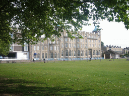 The Parker`s Piece park and the University Arms Hotel