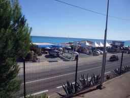 Seaside and the Mediterranean Sea, viewed from train from Nice