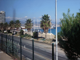 Seaside and the Mediterranean Sea, viewed from train from Nice