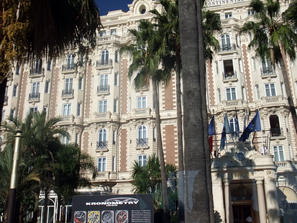 The InterContinental Carlton Cannes Hotel at the Boulevard de la Croisette, viewed from the Cannes tourist train