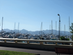 Boats in the Cannes harbour, viewed from the Cannes tourist train