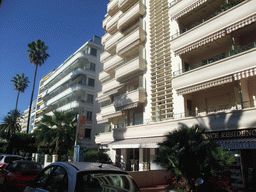 Apartment buildings at the Boulevard de la Croisette, viewed from the Cannes tourist train