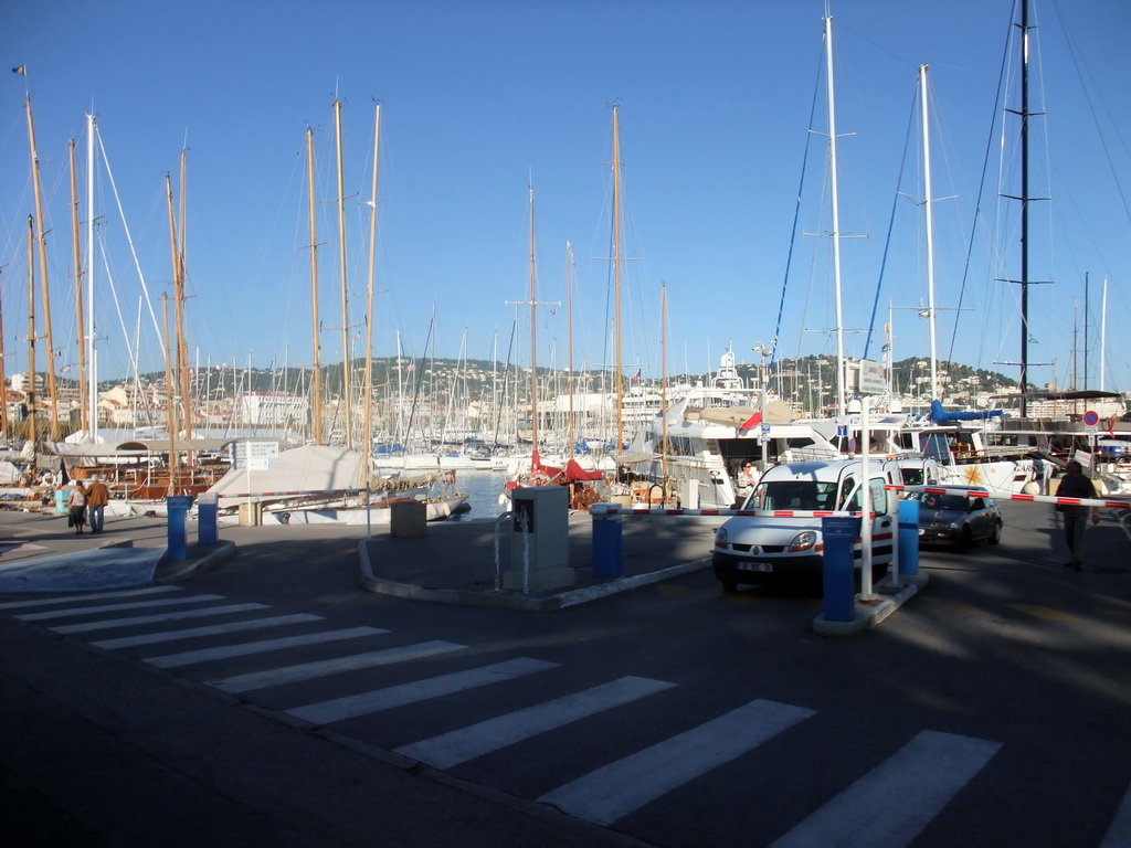 Boats in the Cannes harbour, viewed from the Cannes tourist train