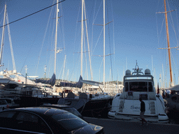 Boats in the Cannes harbour, viewed from the Cannes tourist train