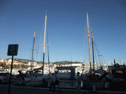 Boats in the Cannes harbour, viewed from the Cannes tourist train