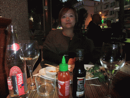 Miaomiao having dinner in restaurant `Mocca` at the Boulevard de la Croisette