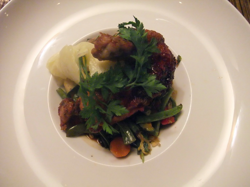 Meat in restaurant `Mocca` at the Boulevard de la Croisette