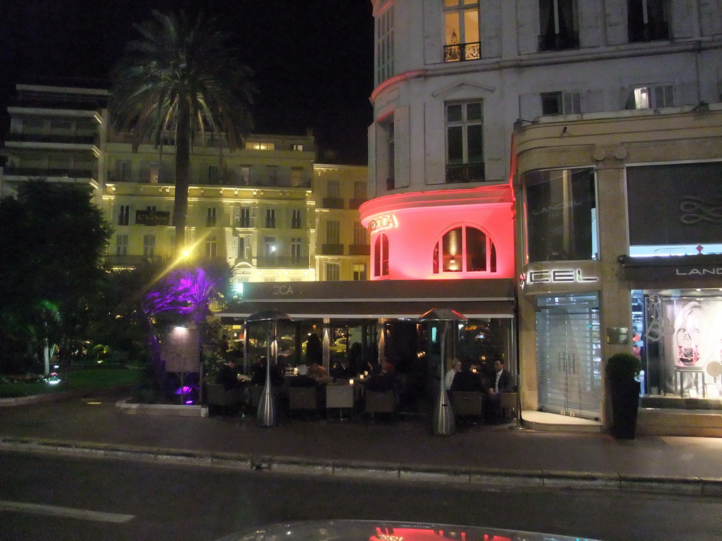 Our dinner restaurant `Mocca` at the Boulevard de la Croisette, by night