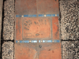 Hand print of John Travolta at the Cannes Walk of Fame, by night