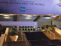 Front of the Palais des Festivals et des Congrès, by night