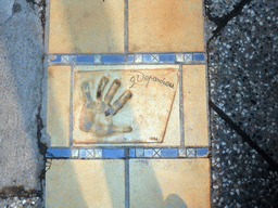 Hand print of Gérard Depardieu at the Cannes Walk of Fame, by night