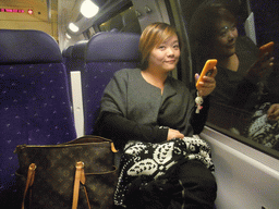 Miaomiao in the train to Nice, by night
