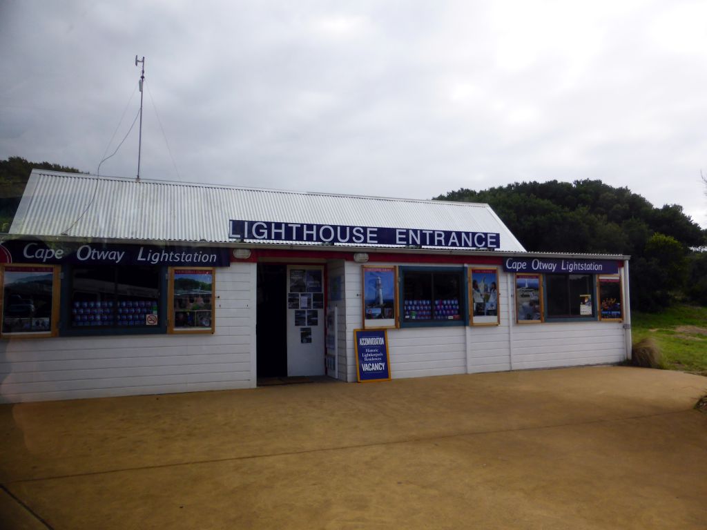 Entrance to the Cape Otway Lighthouse, viewed from our tour bus