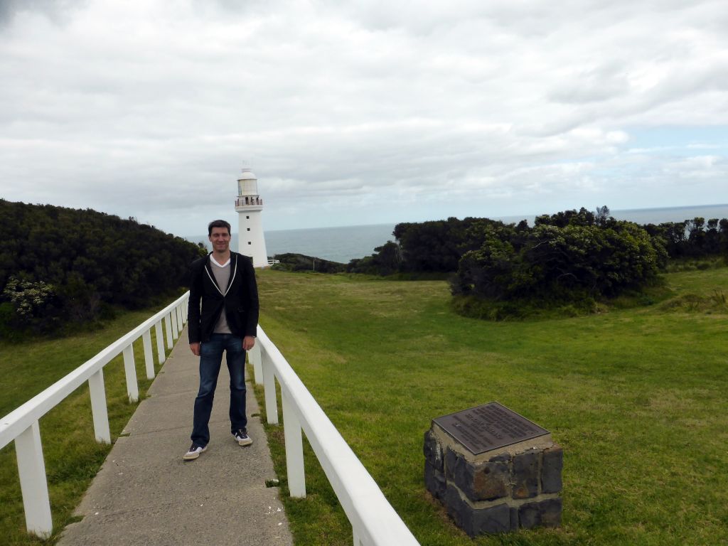 Tim with the Tribute to John Holland and the Cape Otway Lighthouse