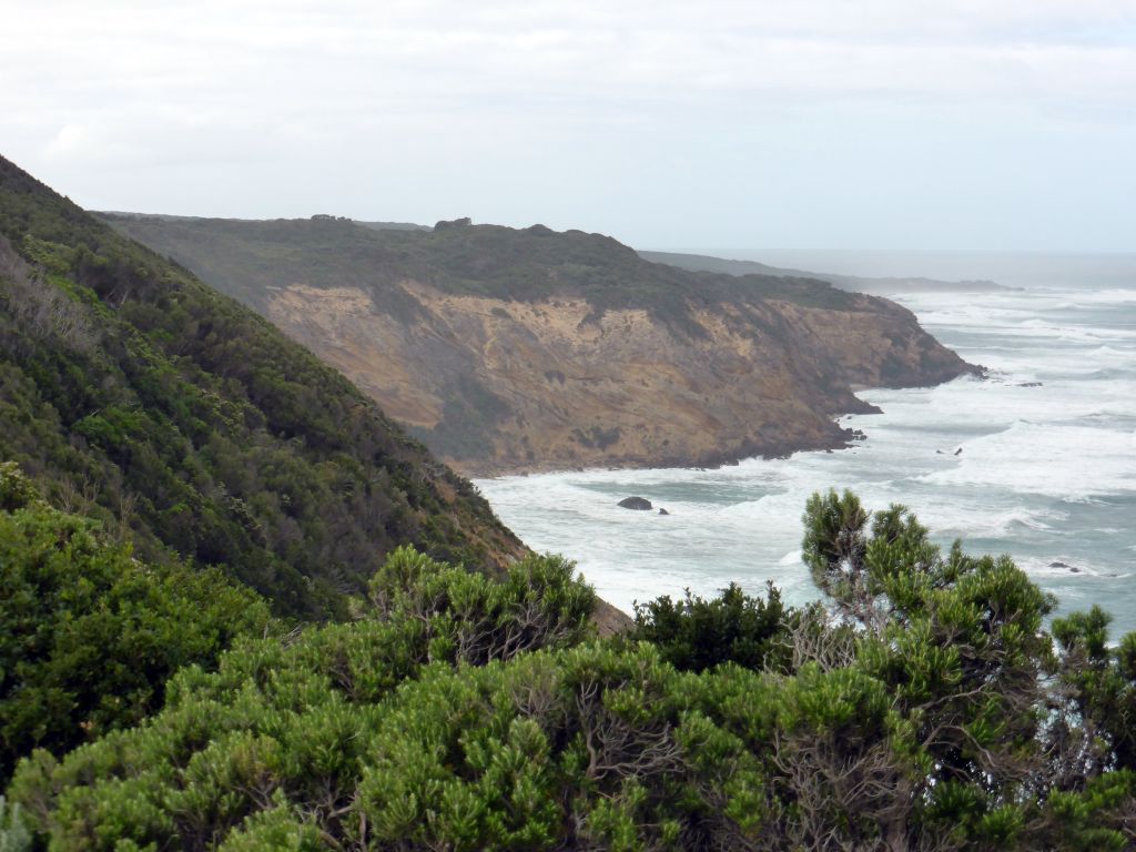 Cliffs at the coastline at the east side of the Cape Otway Lighthouse