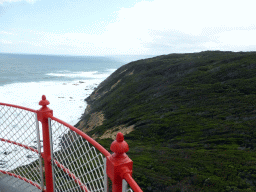 Cliffs at the coastline at the west side, viewed from the top of the Cape Otway Lighthouse