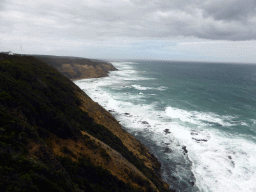 Cliffs at the coastline at the east side, viewed from the top of the Cape Otway Lighthouse