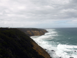 Cliffs at the coastline at the east side, viewed from the top of the Cape Otway Lighthouse